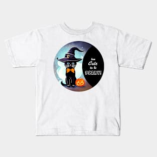 Black Cat Too Cute To Be Scary Kids T-Shirt